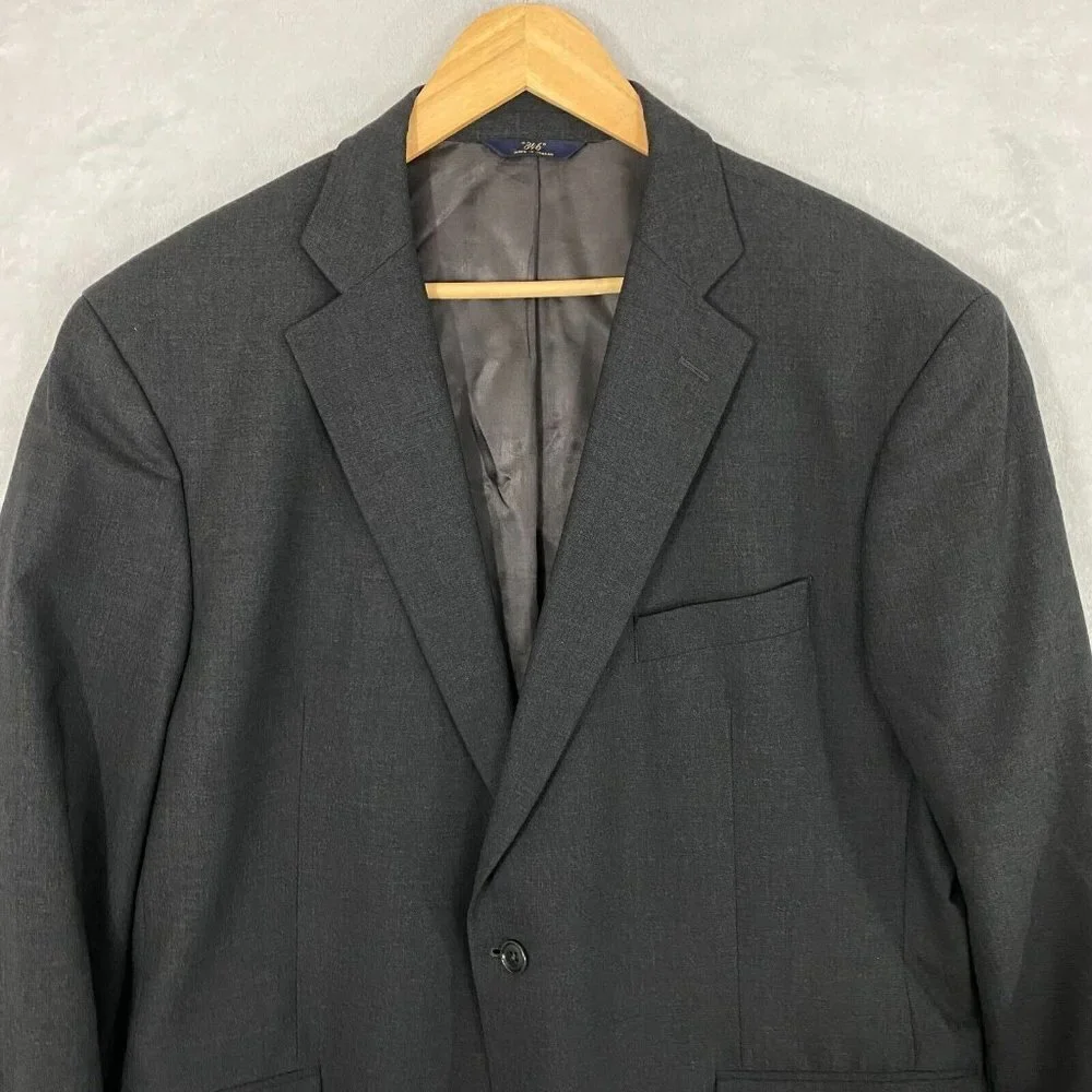 Brooks Brothers Stretch Wool Blazer Sport‎ Coat Men's 46R Gray Suit Jacket